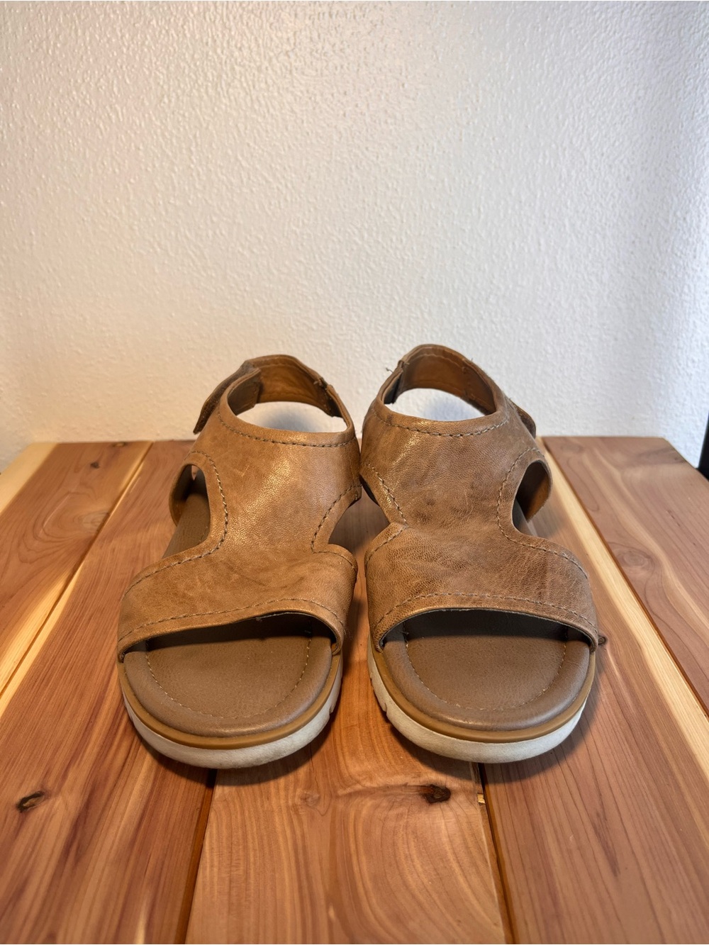 Sofft Tan Leather Slip-On Open-Toe Sandal